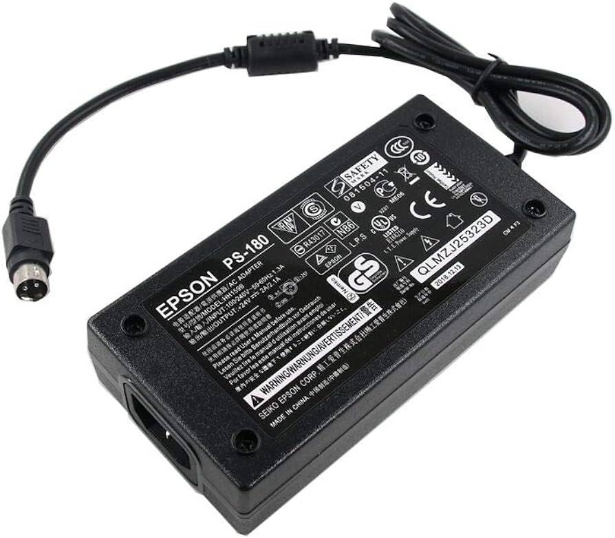 Adaptador de CA de 24 V-  de repuesto para Epson PS-180 PS-170 PS-150 PSA242 C32C825343 M159A M159B M235A M129C TM-T88II TM Series T88III POS Impresora Cable de alimentación de cargador CC