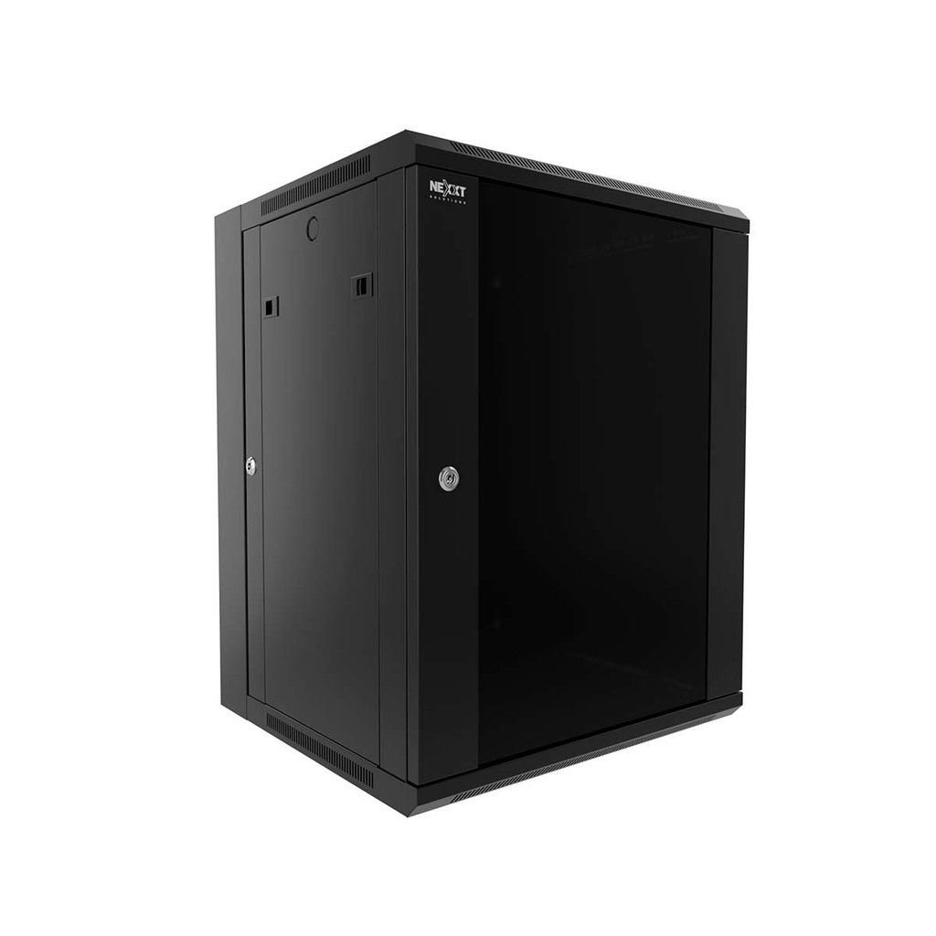 Nexxt Solutions Infrastructure - Wall mount enclosure - SPCC steel / Tempered glass - Black / RAL 9005 - 12U 600X450