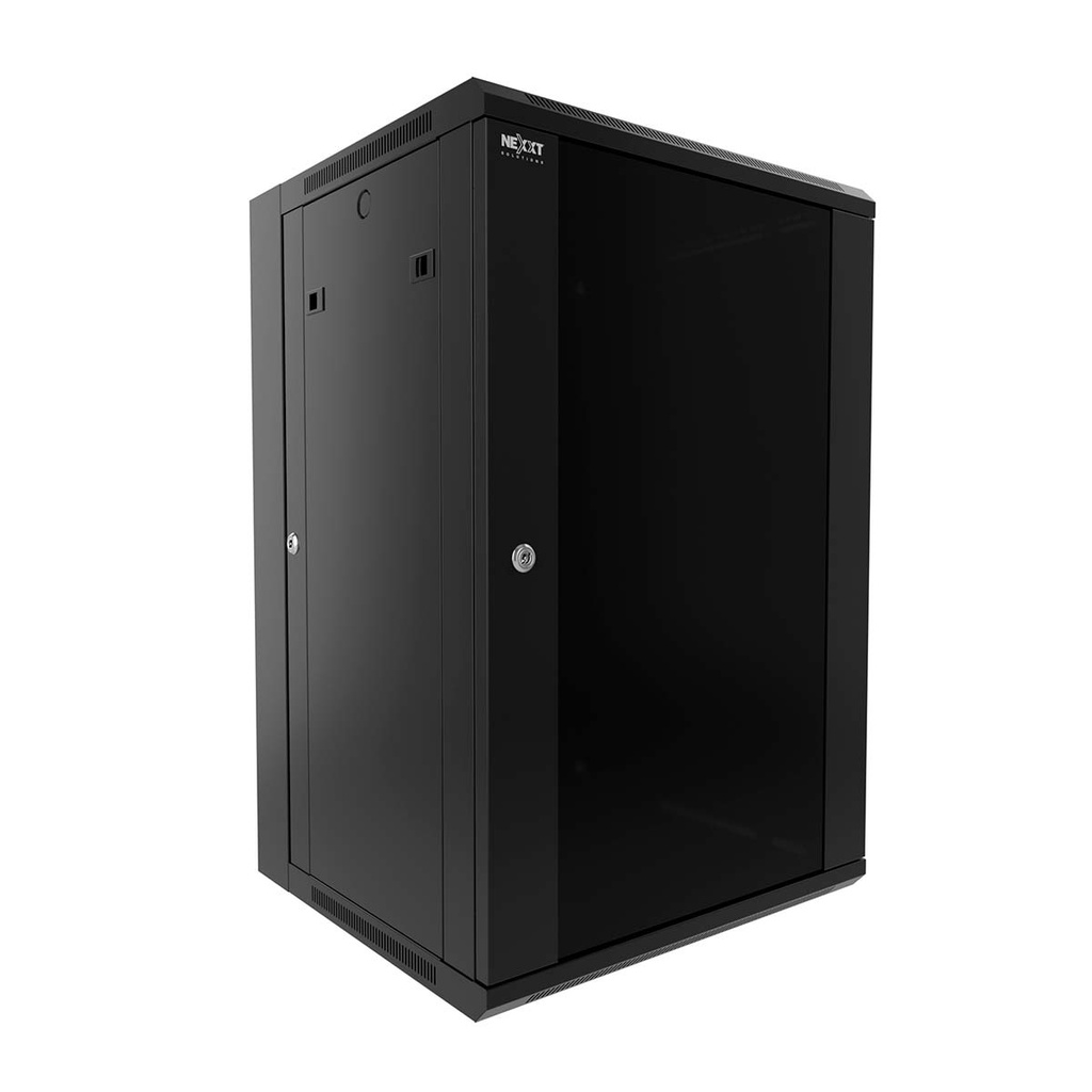 Nexxt Solutions Infrastructure - Wall mount enclosure - SPCC steel / Tempered glass - Black / RAL 9005 - 9U 600X600