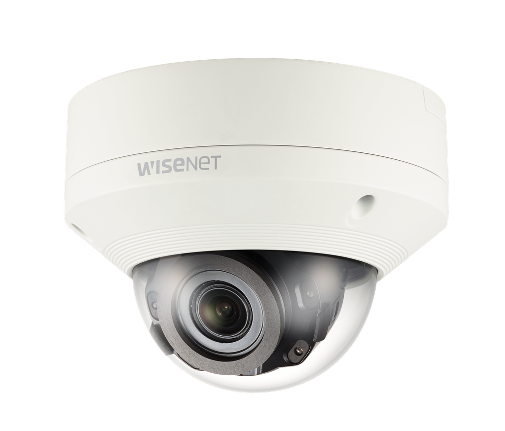 Hanwha Techwin WiseNet X XNV-8080R - Cámara de vigilancia de red - cúpula - para exteriores - resistente al polvo / resistente al agua / antivandalismo - color (Día y noche) - 6 MP - 2560 x 1920 - iris automático - motorizado - audio - con cable - compuesto - LAN 10/100 - MPEG-4, MJPEG, H.264, AVC, H.265 - CC 12 V / CA 24 V / PoE