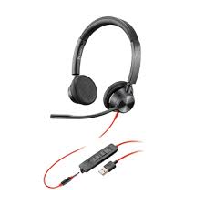 Poly Blackwire 3320-M - Blackwire 3300 series - auricular - en oreja - cableado - cancelación de sonido activo - USB-A - negro - Certificado para Equipos de Microsoft