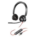 Poly Blackwire 3325 - Blackwire 3300 series - auricular - en oreja - cableado - cancelación de sonido activo - conector de 3,5 mm, USB-C - negro - Certificado para Equipos de Microsoft