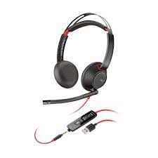 Poly Blackwire 5220 - Blackwire 5200 series - auricular - en oreja - cableado - cancelación de sonido activo - conector de 3,5 mm, USB-A - negro - Certificado para Skype Empresarial, Certificado para Equipos de Microsoft, Certificado por Avaya, certificado con Cisco Jabber