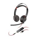 Poly Blackwire 5220 - Blackwire 5200 series - auricular - en oreja - cableado - cancelación de sonido activo - conector de 3,5 mm, USB-A - negro - Certificado para Skype Empresarial, Certificado para Equipos de Microsoft, Certificado por Avaya, certificado con Cisco Jabber