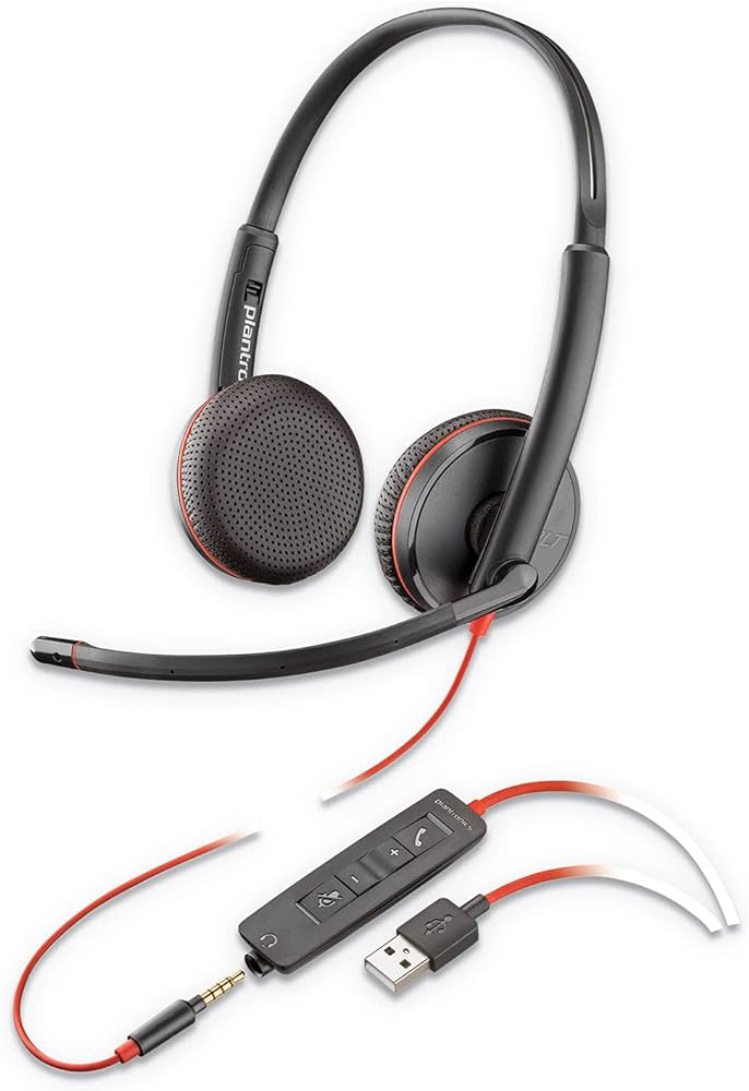 Poly Blackwire 3225 - Blackwire 3200 Series - auricular - en oreja - cableado - cancelación de sonido activo - USB, conector de 3,5 mm - negro - Certificado por Skype, Certificado por Avaya, certificado con Cisco Jabber