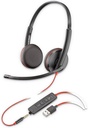 Poly Blackwire 3225 - Blackwire 3200 Series - auricular - en oreja - cableado - cancelación de sonido activo - USB, conector de 3,5 mm - negro - Certificado por Skype, Certificado por Avaya, certificado con Cisco Jabber