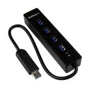 StarTech.com Adaptador Concentrador Hub Ladrón USB 3.0 Super Speed 4 Puertos Salidas Portátil para Laptop Ordenador - Negro - Hub - 4 x SuperSpeed USB 3.0 - sobremesa - para P/N: FCREADMICRO3, MSDREADU3CA