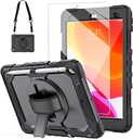 Funda a prueba de golpes para iPad de 9ª 10.2 con correa de hombro  Negro