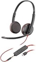 Poly Blackwire 3220 - 3200 Series - auricular - en oreja - cableado - cancelación de sonido activo - USB-A - negro - Certificado por Skype, Certificado por Avaya, certificado con Cisco Jabber (paquete de 50)
