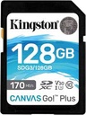 Kingston Canvas Go! Plus - Tarjeta de memoria flash - 128 GB - Video Class V30 / UHS-I U3 / Class10 - SDXC UHS-I