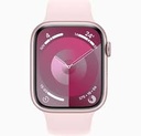 Apple Watch Series 9 (GPS) - 45 mm - aluminio rosa - reloj inteligente con cinta deportiva - nailon suave de doble capa - rosa claro - tamaño de la muñeca: 145-220 mm - 64 GB - Wi-Fi, UWB, Bluetooth - 38.7 g