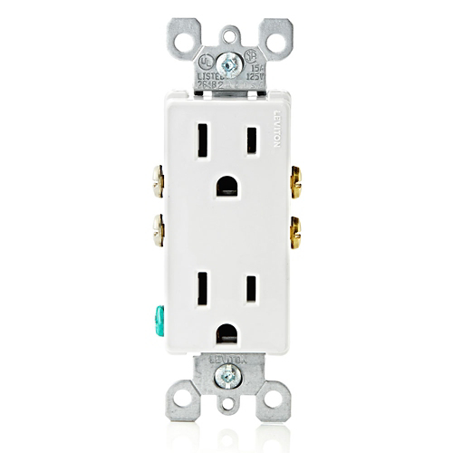 TOMA DOBLE DECORA RESIDENCIAL 2P 3H 15A 125V NEMA 5-15R BLANCO 5325-W