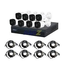 KIT8-KIT DE CAMARAS DAHUA XVR1B08-I D (8) B1A21-360 8 CABLES 20M FUENTE DE PODER KIT8