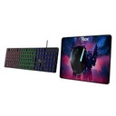 Xtech - MM Keyboard wls, mouse wls, mouse pad XL and USB 3.0 Hub Kit - Spanish - Wireless / Wired - 2.4 GHz / USB - Black - XTK-320S