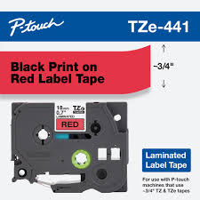 TZE-441-CINTA ROT. BROTHER TZE-441 3/4" BLACK ON RED