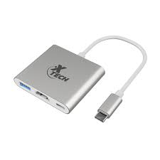 Xtech - Video adapter - USB Type C - HDMI (f) Type C(f) USB 3.0(f) - Aluminum - 3 in one XTC-566