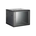 FD-WM-R-9W6D4-Gabinete de pared armado - Ancho 600mm - Profundidad 450mm- 9U, puerta de vidrio templado - 3 cerraduras ce, UL, RoHS, ISO9001/ISO14001