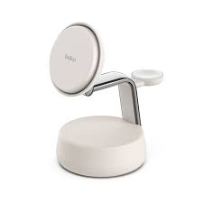 Belkin - Qi2 25W 3 in 1 UltraCharge Pro Magnetic Charging Dock Sand - Lithium - Para Universal