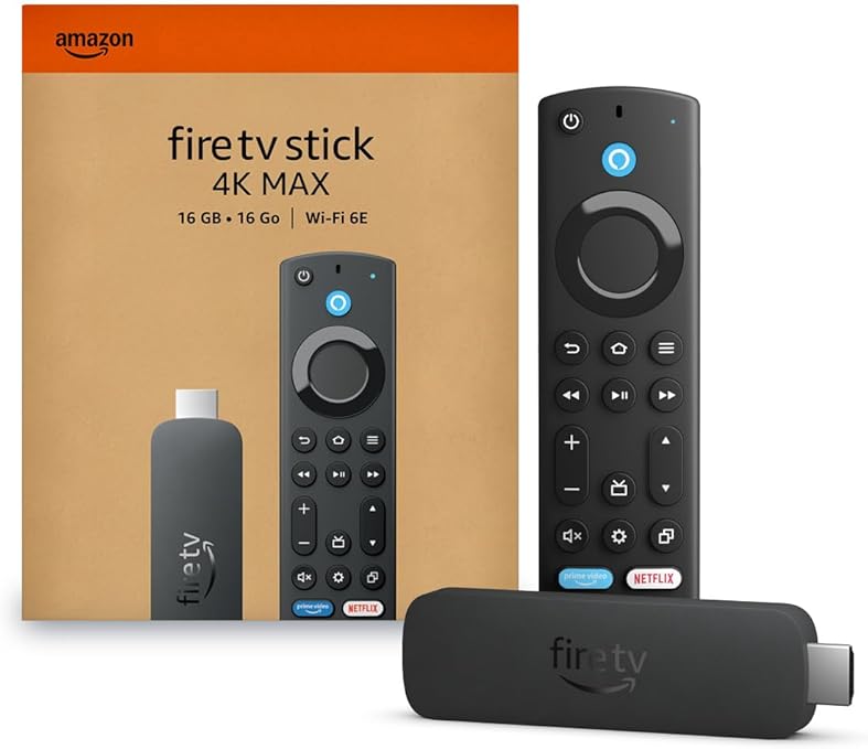 Amazon Fire TV Stick 4K Max streamFire TV Search, supports Wi-Fi 6E, free & live TV with