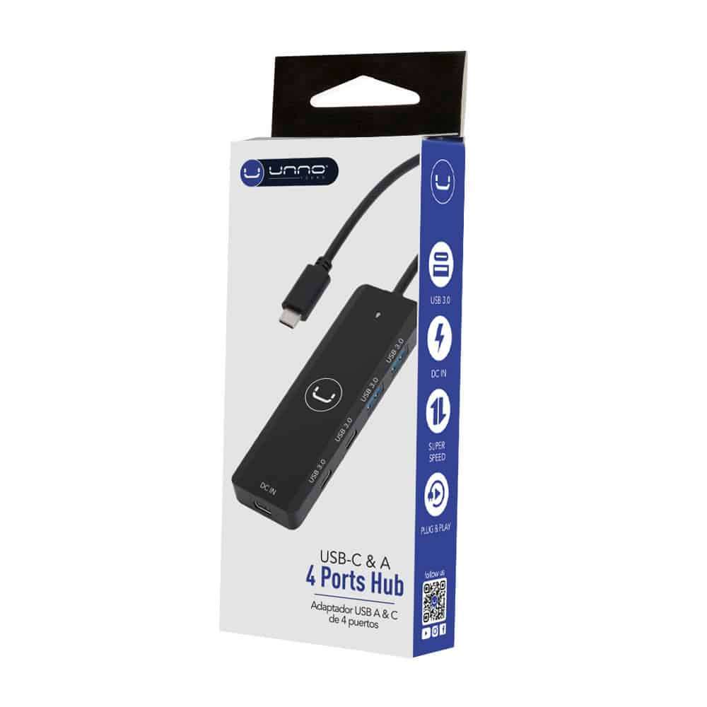 CONCENTRADOR USB-C 4 PUERTOS 2 USB-A 2 USB-C 1