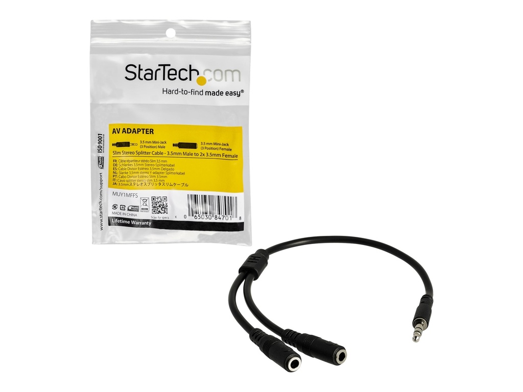 StarTech.com Adaptador Divisor de Auriculares 2x Mini-Jack 3,5mm 3