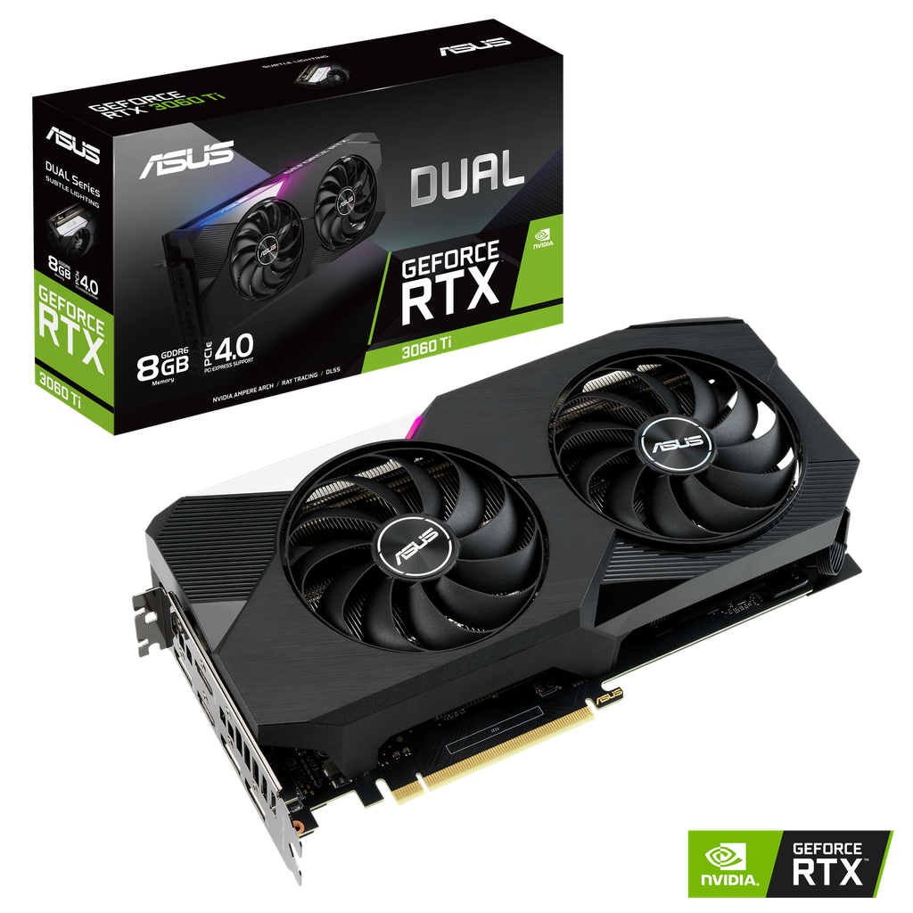 ASUS DUAL-RTX3060TI-O8G - OC Edition - tarjeta gráfica - GF RTX 3060 Ti - 8 GB GDDR6 - PCIe 4.0 x16 - 2 x HDMI, 3 x DisplayPort