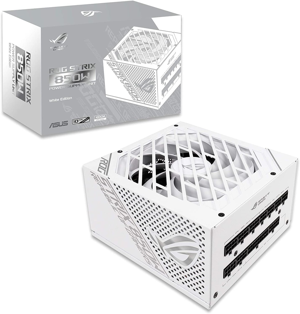 ASUS ROG-STRIX-850G-WHITE - White Edition - fuente de alimentación (interna) - ATX12V - 80 PLUS Gold - CA 100-240 V - 850 vatios - blanco
