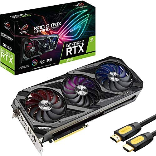 ASUS ROG-STRIX-RTX3070-8G-GAMING - Tarjeta gráfica - GF RTX 3070 - 8 GB GDDR6 - PCIe 4.0 - 2 x HDMI, 3 x DisplayPort