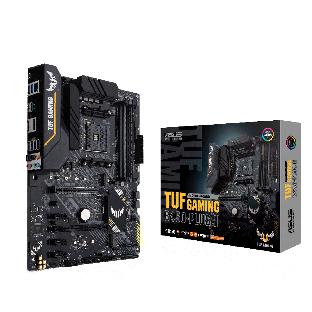 ASUS TUF GAMING B450M-PLUS II - Placa base - micro ATX - Socket AM4 - AMD B450 - USB-C Gen1, USB 3.2 Gen 1, USB 3.2 Gen 2 - Gigabit LAN - Tarjeta gráfica (CPU necesaria) - HD Audio (8-canales)