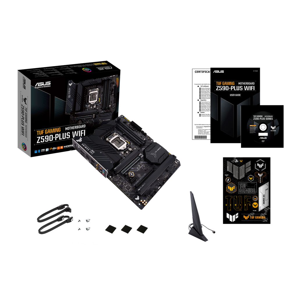 ASUS TUF GAMING Z590-PLUS WIFI - Placa base - ATX - Socket LGA1200 - Z590 - USB-C Gen1, USB 3.2 Gen 1, USB 3.2 Gen 2, USB-C Gen 2x2 - 2.5 Gigabit LAN, Wi-Fi, Bluetooth - Tarjeta gráfica (CPU necesaria) - HD Audio (8-canales)