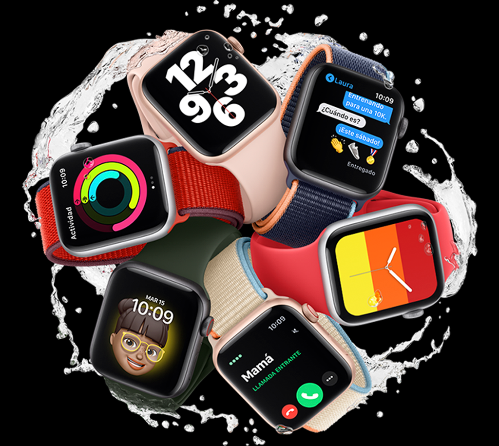 Apple Watch SE (GPS) - 40 mm - aluminio gris espacial - reloj inteligente con pulsera deportiva - fluoroelastómero - negro - tamaño de la banda: S/M/L - 32 GB - Wi-Fi, Bluetooth - 30.49 g