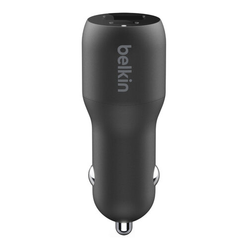 Belkin Car Charger - Adaptador de corriente para el coche - 30 vatios - 3.6 A - 2 conectores de salida (USB, USB-C) - negro