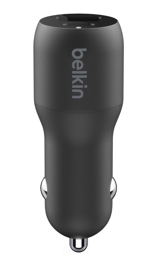 Belkin - Adaptador de corriente para el coche - 32 vatios - Fast Charge - 2 conectores de salida (USB, USB-C con suministro de energía) - negro