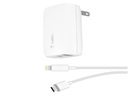 Belkin Wall Charger - Adaptador de corriente - 32 vatios - Carga rápida / SP - 2 conectores de salida (USB, USB-C con suministro de energía) - en el cable: Lightning - blanco - para Apple iPad/iPhone/iPod (Lightning)