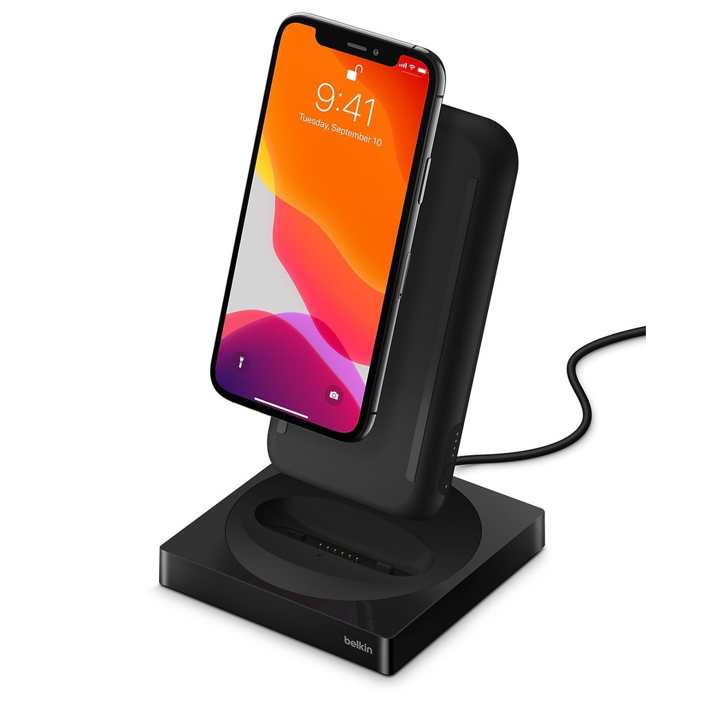 Belkin 2-in-1 - Edición especial - soporte de carga inalámbrica/banco de energía - 10000 mAh - 7.5 vatios (USB) - negro