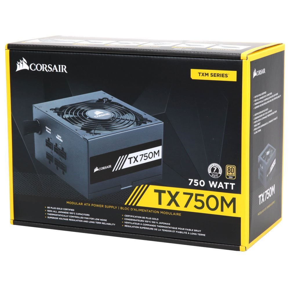 CORSAIR TX-M Series TX750M - Power supply (internal) - ATX12V 2.4/ EPS12V 2.92 - 80 PLUS Gold - AC 100-240 V - 750 Watt - active PFC - North America