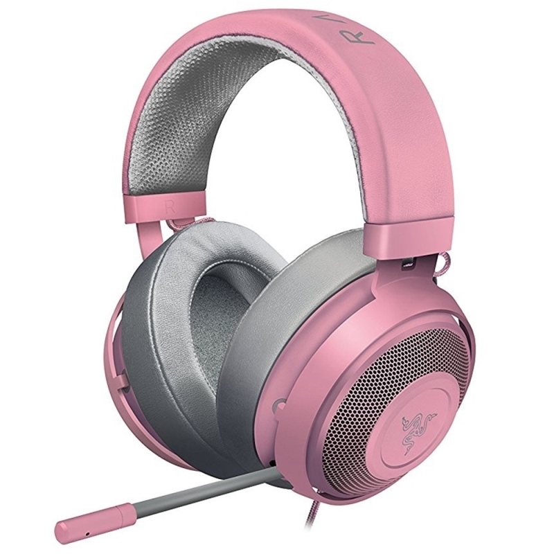 Razer Kraken Kitty - Auricular - tamaño completo - cableado - USB - aislamiento de ruido - rosa cuarzo