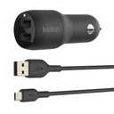 Belkin Dual Charger - Adaptador de corriente para el coche - 24 vatios - 4.8 A - 2 conectores de salida (USB) - en el cable: Micro-USB - negro