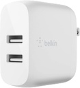 Belkin Dual Wall Charger - Adaptador de corriente - 24 vatios - 4.8 A - 2 conectores de salida (2 x USB) - en el cable: USB-C