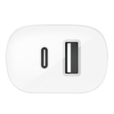 Belkin Wall Charger - Adaptador de corriente - 30 vatios - 6 A - PD - 2 conectores de salida (USB, USB-C) - en el cable: Lightning - blanco