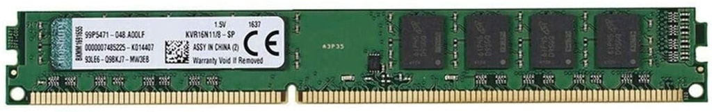 Kingston ValueRAM - DDR3 - módulo - 8 GB - DIMM de 240 espigas - 1600 MHz / PC3-12800 - CL11 - 1.5 V - sin búfer - no ECC