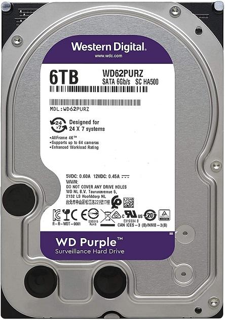WD Purple Surveillance Hard Drive WD62PURZ - Disco duro - 6 TB - interno - 3.5" - SATA 6Gb/s - 5640 rpm - búfer: 128 MB