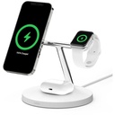 Belkin BOOST CHARGE PRO MagSafe 3-in-1 - Base de carga inalámbrica - 15 vatios - blanco - para Apple AirPods (2nd Generation); AirPods Pro; iPhone 12, 12 mini, 12 Pro, 12 Pro Max; Watch