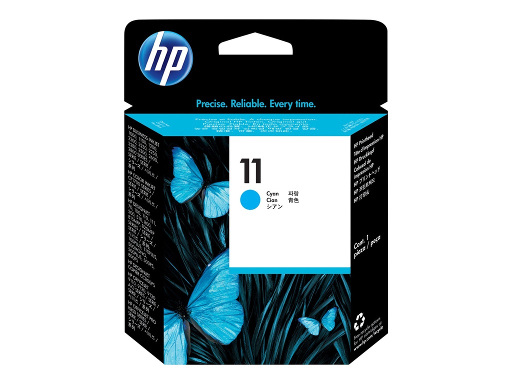 HP 11 - Cián - cabezal de impresión - para Business Inkjet 1000, 1200, 2800; DesignJet 11X, 500, 510, 70, 820; Officejet Pro K850