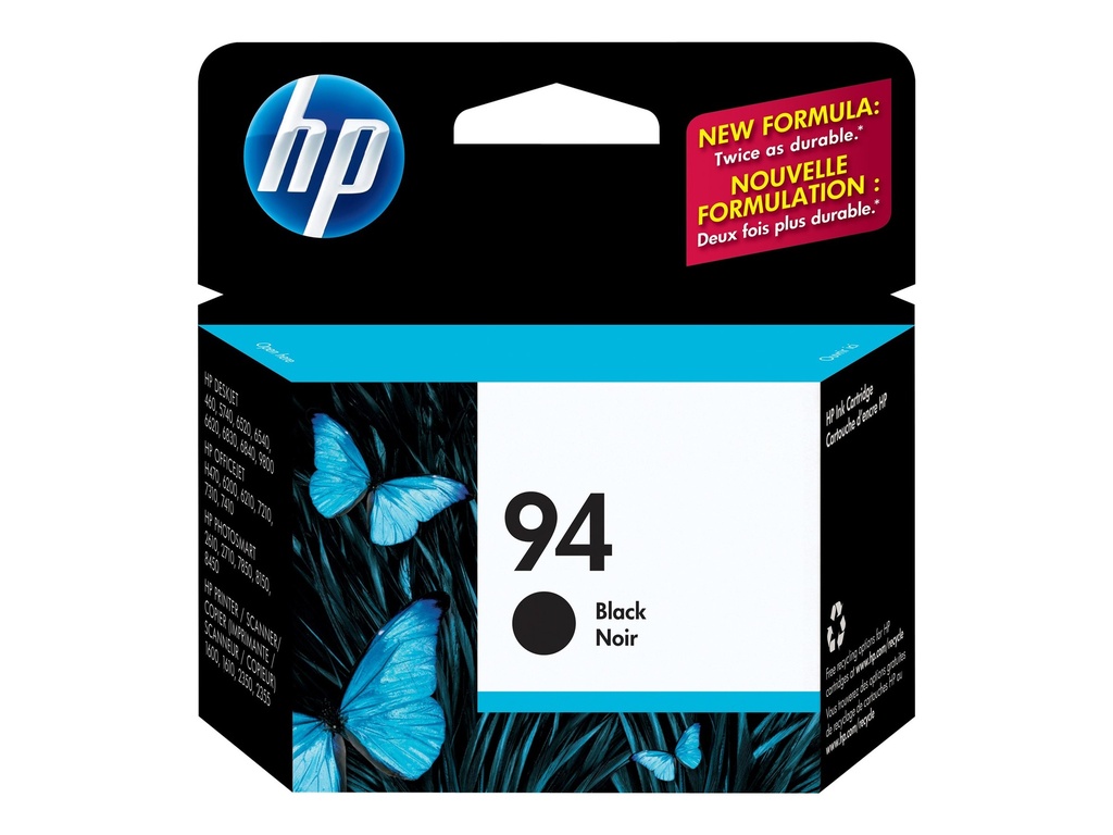 HP 94 - 11 ml - negro - original - cartucho de tinta - para Officejet 100, 100 L411, 150, 72XX, H470, J6480; Photosmart 26XX; psc 15XX, 16XX, 23XX