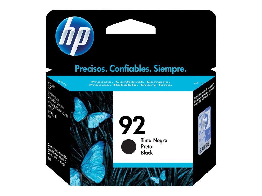 HP 92 - 5 ml - negro - original - cartucho de tinta - para Officejet 63XX; Photosmart C3110, C3125, C3173, C3175, C3193, C3194; psc 15XX