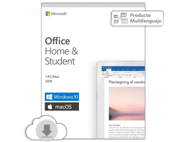 Microsoft Office Home and Student 2019 - Licencia - 1 PC / Mac - descarga - ESD - al por menor nacional, Click-to-Run - Win, Mac - All Languages - América Latina