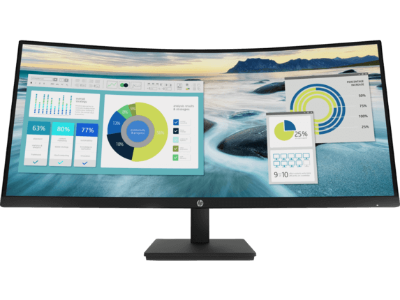 HP P34hc G4 - P-Series - monitor LED - curvado - 34" - 3440 x 1440 WQHD @ 60 Hz - VA - 250 cd/m² - 3500:1 - 5 ms - HDMI, DisplayPort, USB-C - altavoces - negro