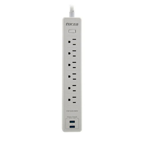 Forza - Surge protector - AC 110/220 V - 6 Tomas de Corriente - NEMA 2USB 5ft WH