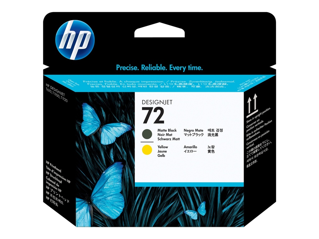 HP 72 - Amarillo, negro mate - cabezal de impresión - para DesignJet HD Pro MFP, SD Pro MFP, T1100, T1120, T1200, T1300, T2300, T770, T790, T795